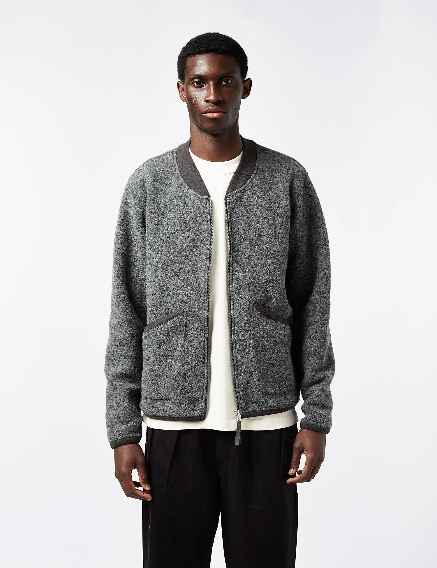 Universal Works Zip Bomber (Wool) - Grey Marl sold by Article London product image thumbnail 4