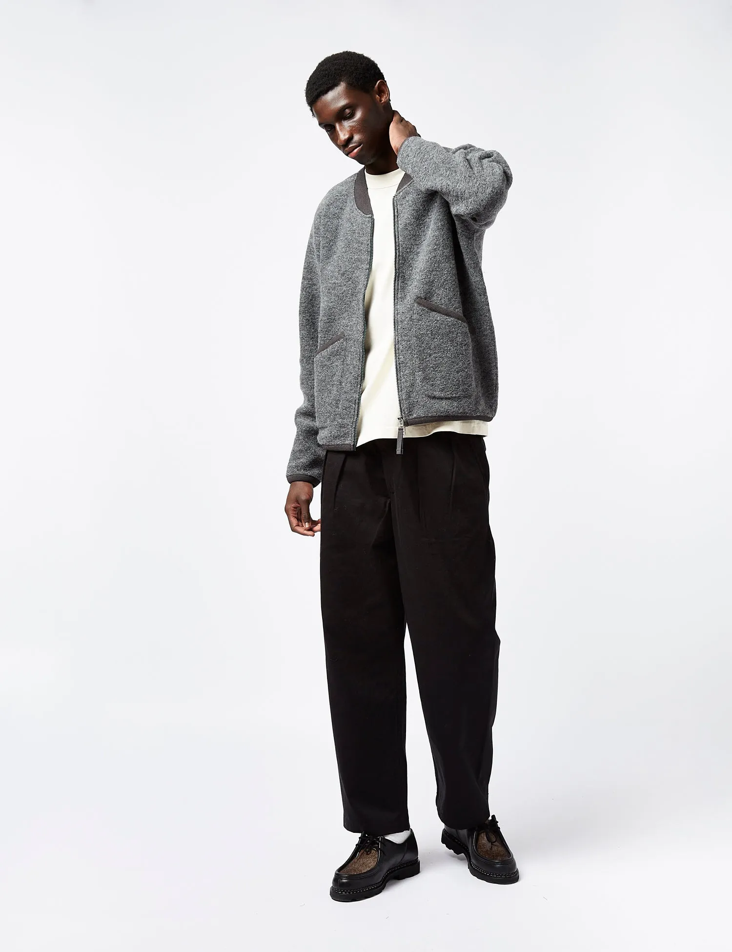Universal Works Zip Bomber (Wool) - Grey Marl sold by Article London product image thumbnail 5