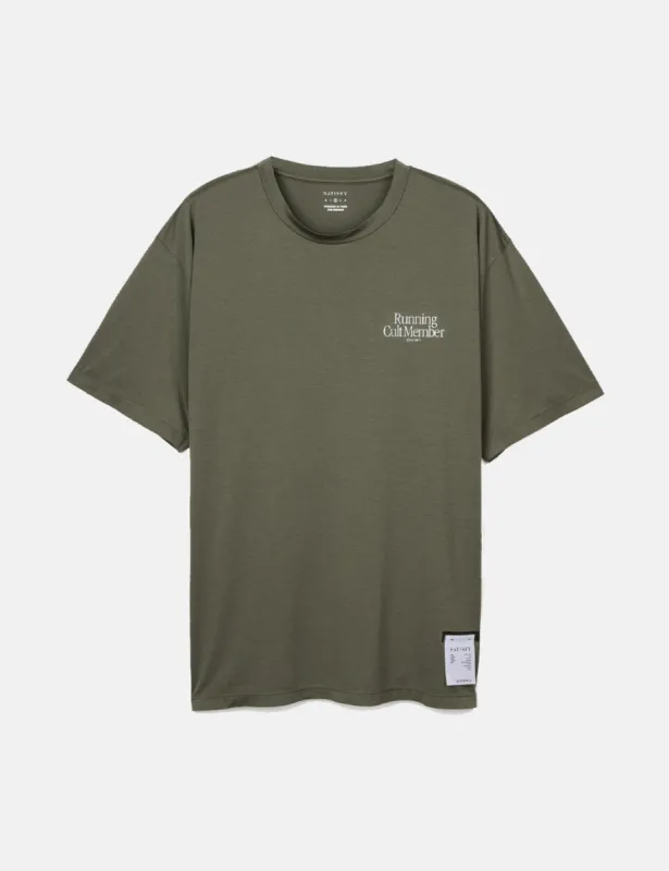 Satisfy Running Auralite T-Shirt - Olive Green sold by Article London