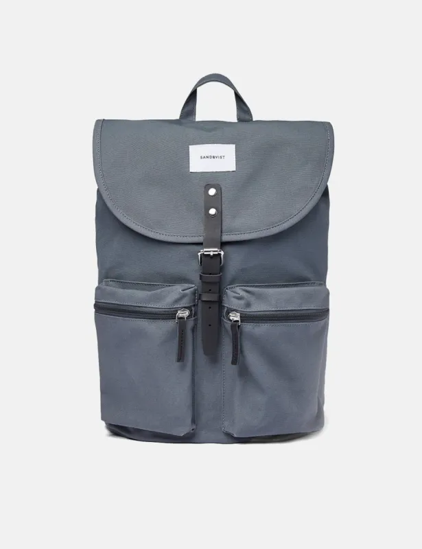 Sandqvist Roald Backpack (Organic/Recycled) - Dark Slate/Black Leather sold by Article London