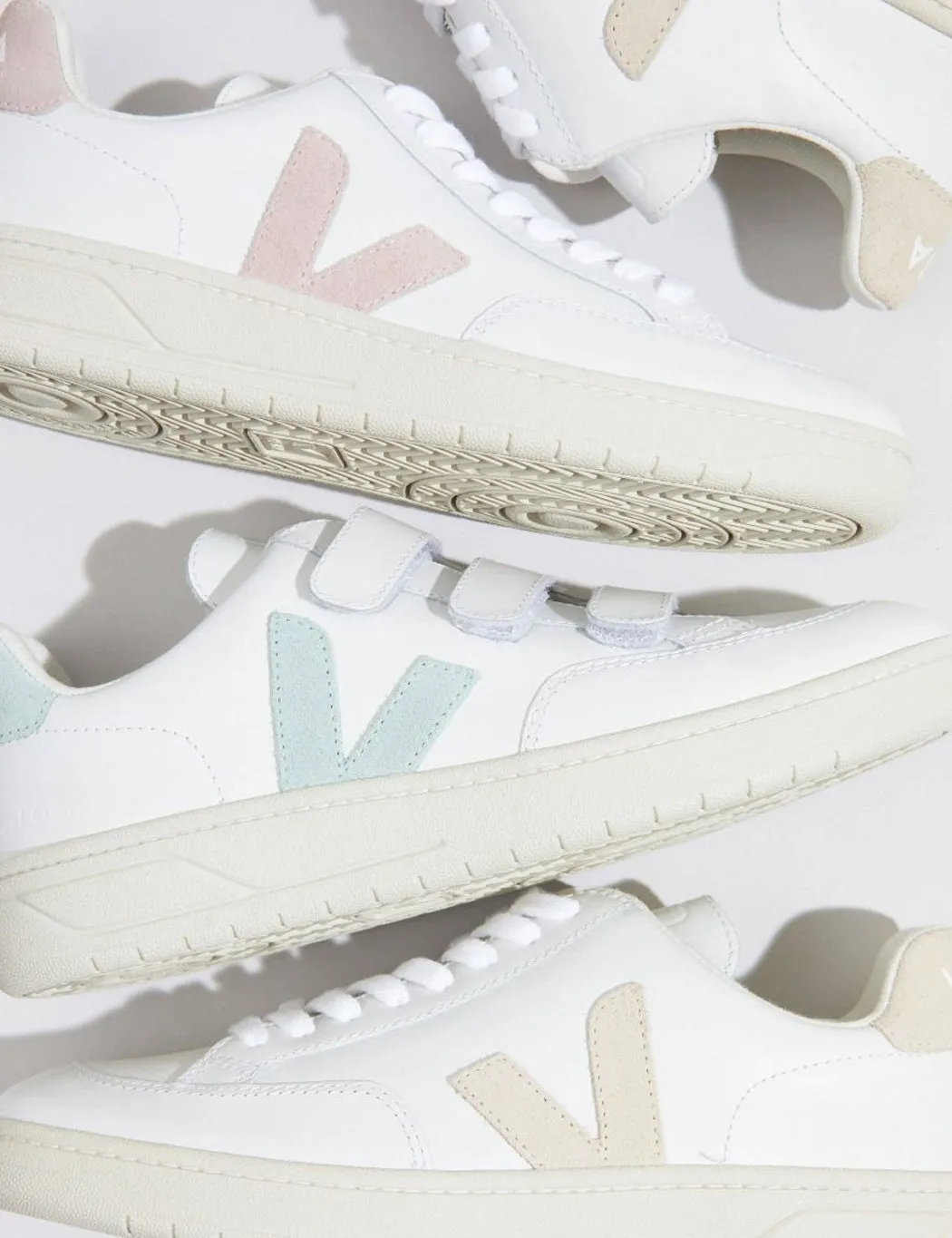 Womens Veja V-12 Leather Trainers - Extra White/Babe sold by Article London product image thumbnail 4