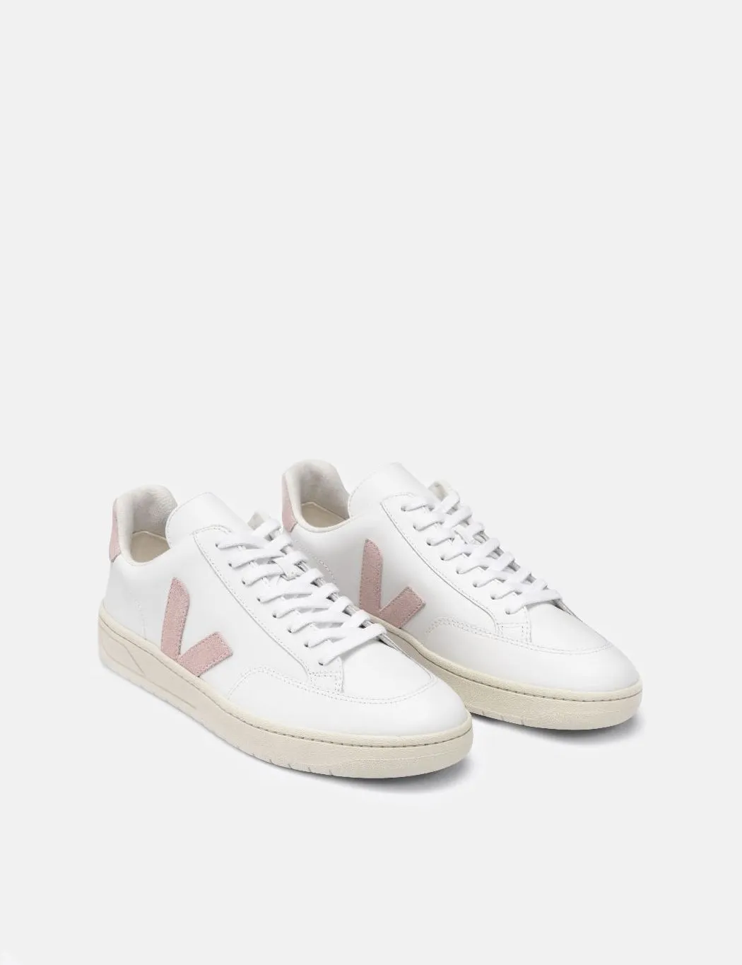 Womens Veja V-12 Leather Trainers - Extra White/Babe sold by Article London product image thumbnail 2
