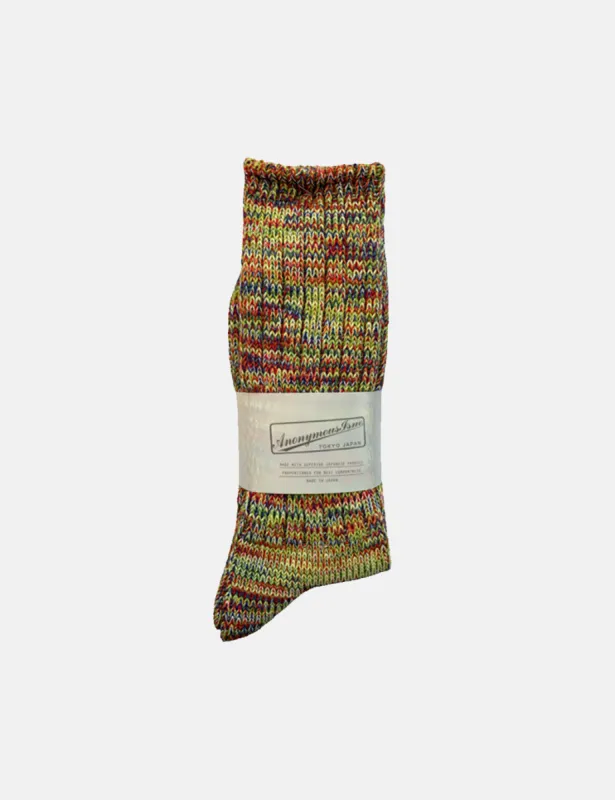 Anonymous Ism 5 Colour Mix Crew Socks - Green sold by Article London