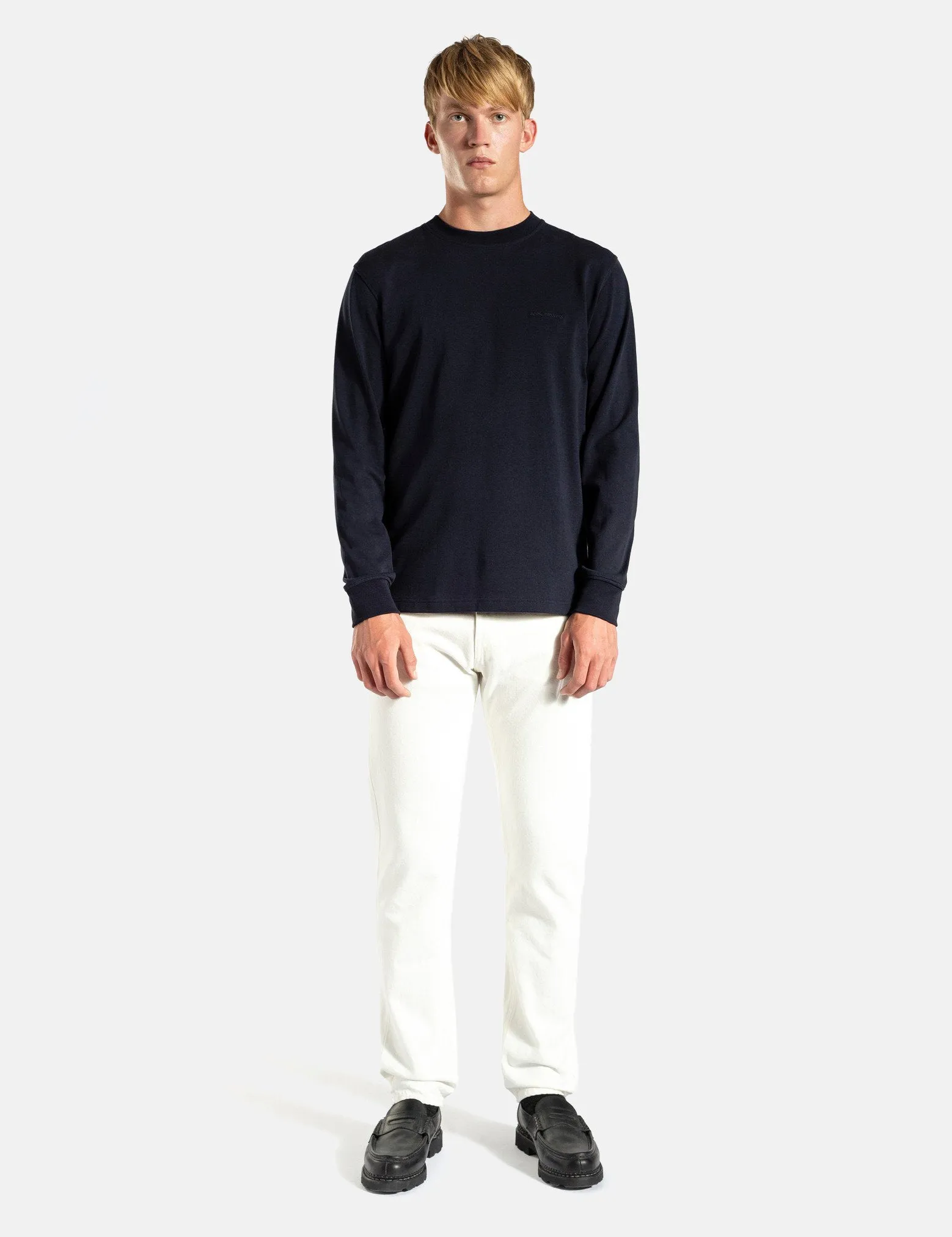 Norse Projects Johannes Heavy Logo Long Sleeve T-Shirt - Dark Navy Blue sold by Article London product image thumbnail 3