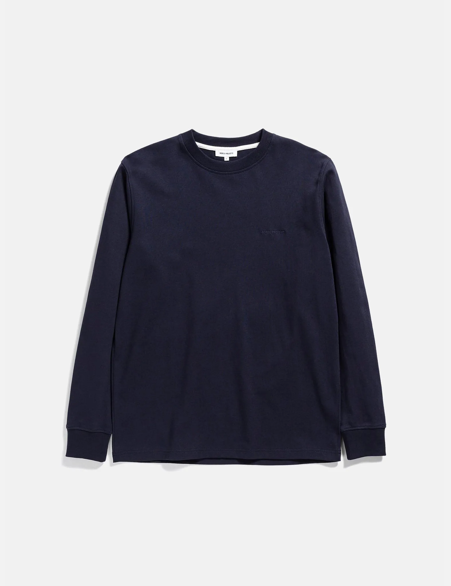 Norse Projects Johannes Heavy Logo Long Sleeve T-Shirt - Dark Navy Blue sold by Article London product image thumbnail 4