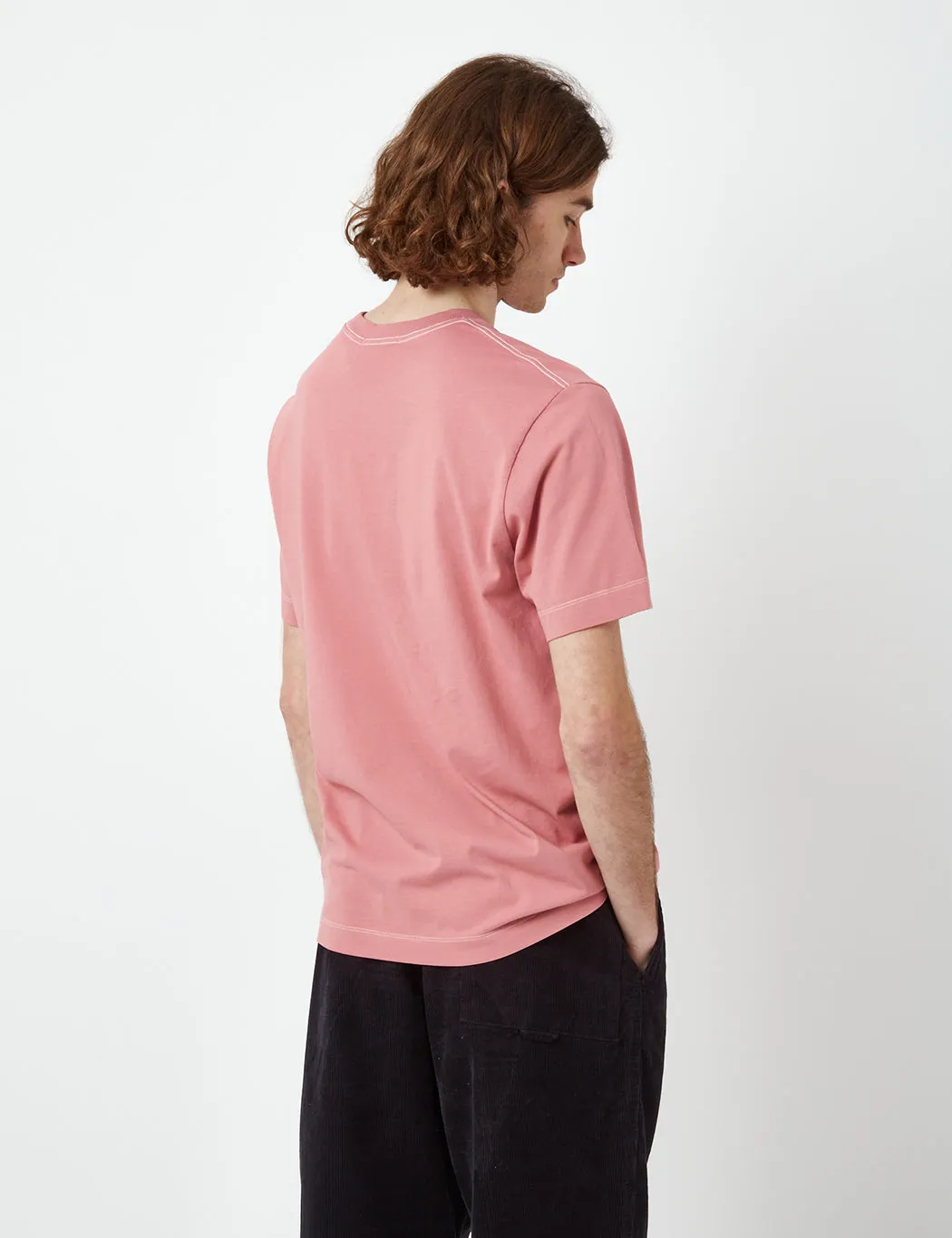 Bhode Contrast Stitch Pocket T-Shirt (Organic) - Dusty Rose sold by Article London product image thumbnail 3