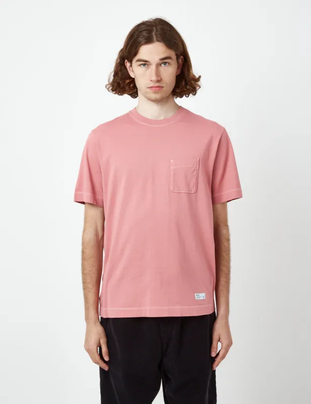 Bhode Contrast Stitch Pocket T-Shirt (Organic) - Dusty Rose sold by Article London