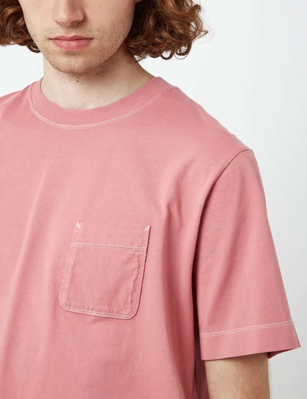 Bhode Contrast Stitch Pocket T-Shirt (Organic) - Dusty Rose sold by Article London product image thumbnail 2