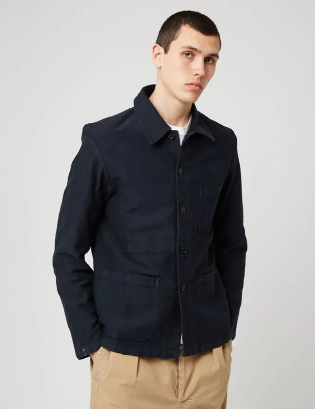 Vetra French Workwear Jacket (Moleskin) - Dark Navy Blue sold by Article London