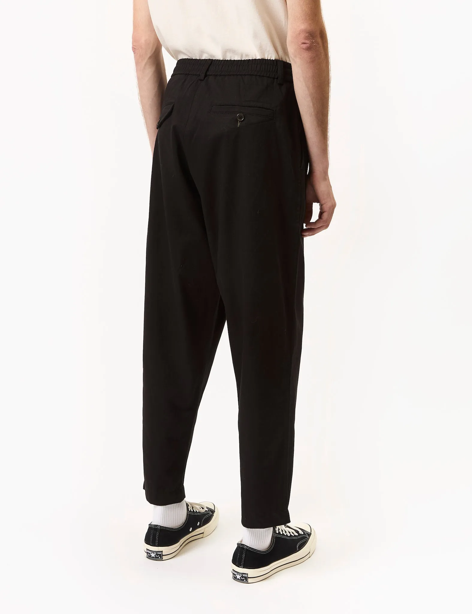 Universal Works Pleated Track Pant (Twill) - Black sold by Article London product image thumbnail 4