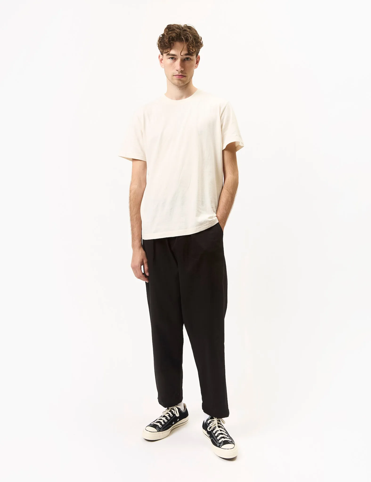 Universal Works Pleated Track Pant (Twill) - Black sold by Article London product image thumbnail 2