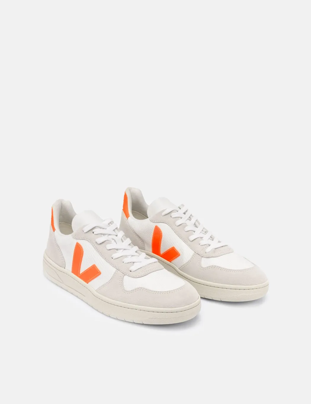 Veja V-10 B-Mesh Trainers - White/Natural/Orange Fluo sold by Article London product image thumbnail 2