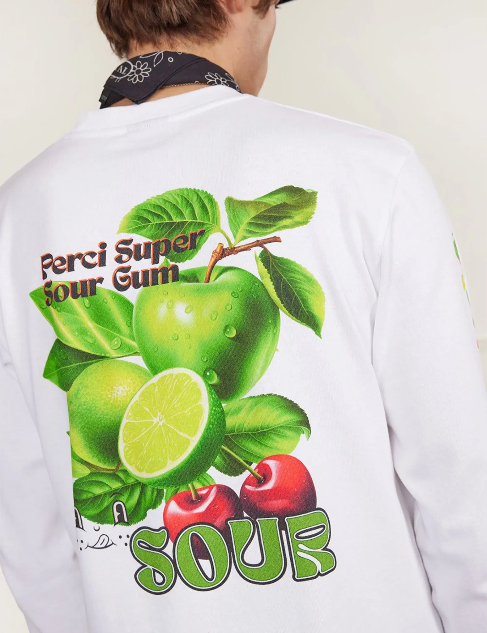 Percival Sour Fruits Long Sleeve T Shirt (Organic Cotton) - White sold by Article London product image thumbnail 2