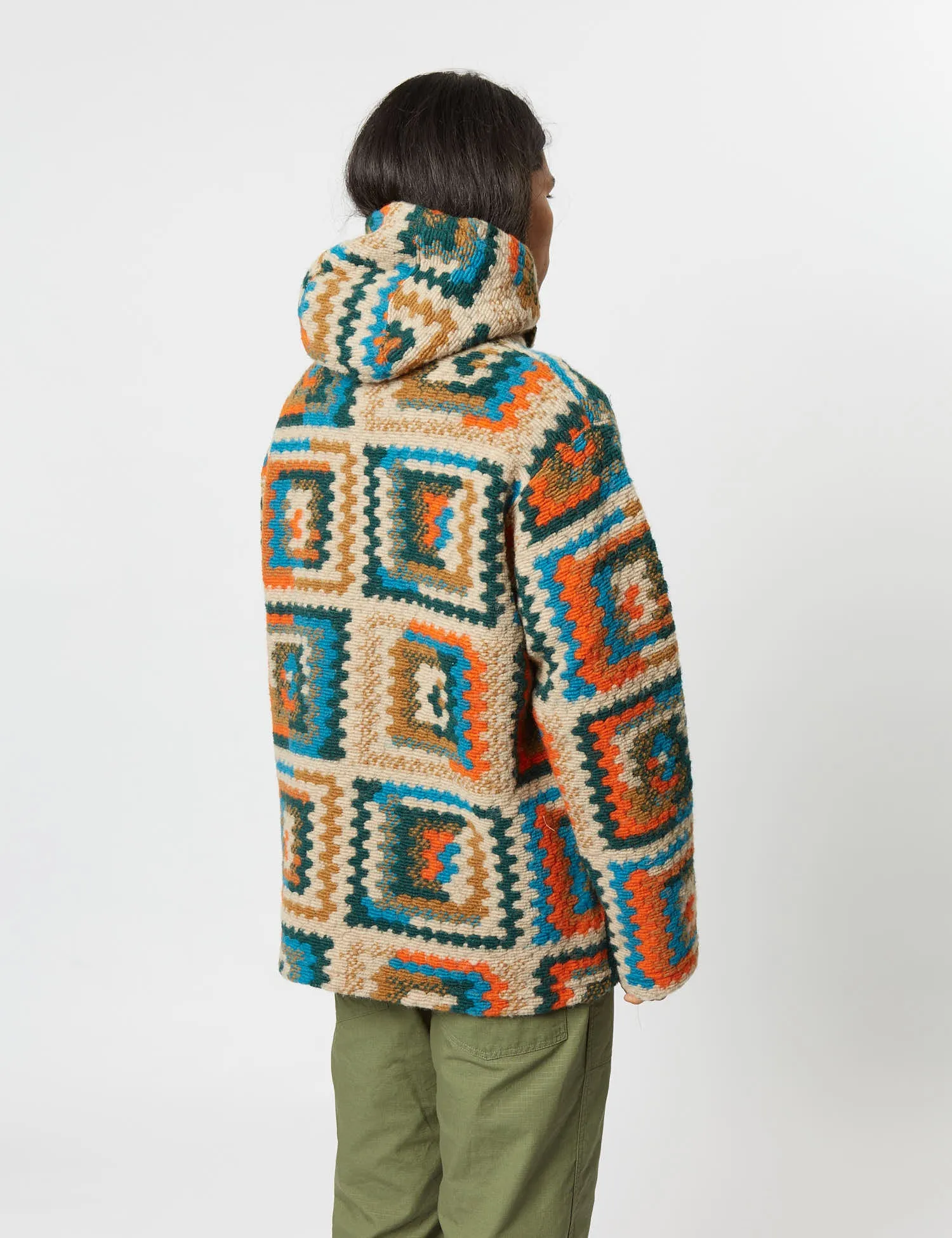 Engineered Garments Hooded Sweatshirt (Wool Crochet) - Multi Blue/Orange sold by Article London product image thumbnail 4