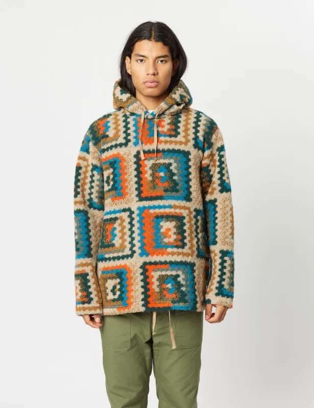 Engineered Garments Hooded Sweatshirt (Wool Crochet) - Multi Blue/Orange made by Article London