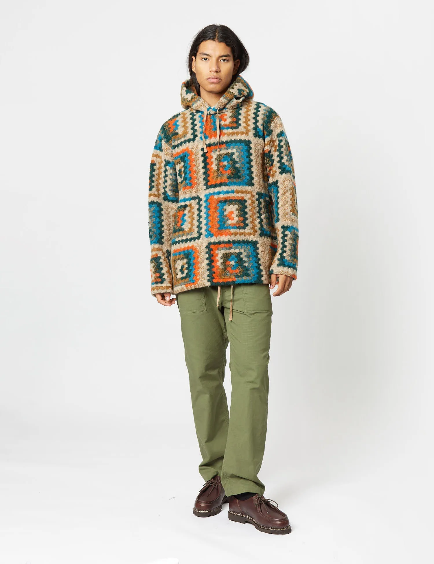 Engineered Garments Hooded Sweatshirt (Wool Crochet) - Multi Blue/Orange sold by Article London product image thumbnail 3