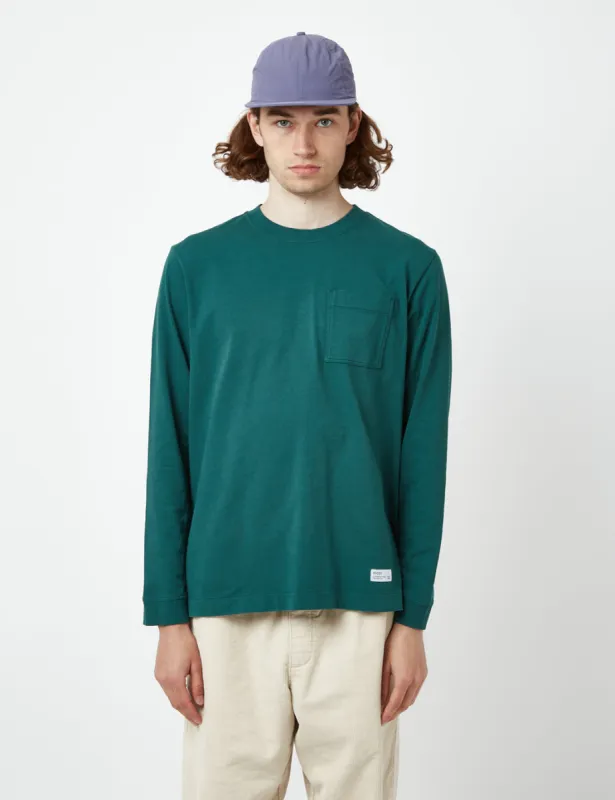 Bhode Everyday Heavyweight Long Sleeve T-Shirt (Organic) - Deep Teal Green sold by Article London