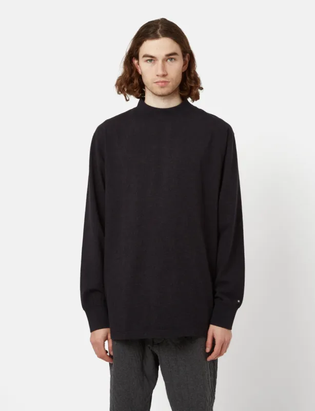 Snow Peak Recycled Cotton Heavy Mockneck Long Sleeve T-Shirt - Black sold by Article London