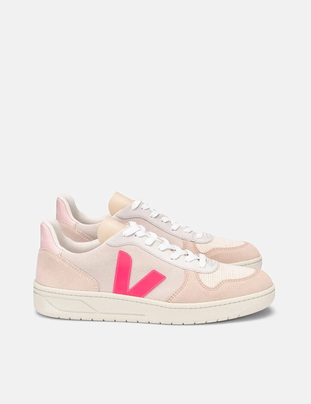 Womens Veja V-10 Suede - Multico/Natural/Rose-Fluo sold by Article London