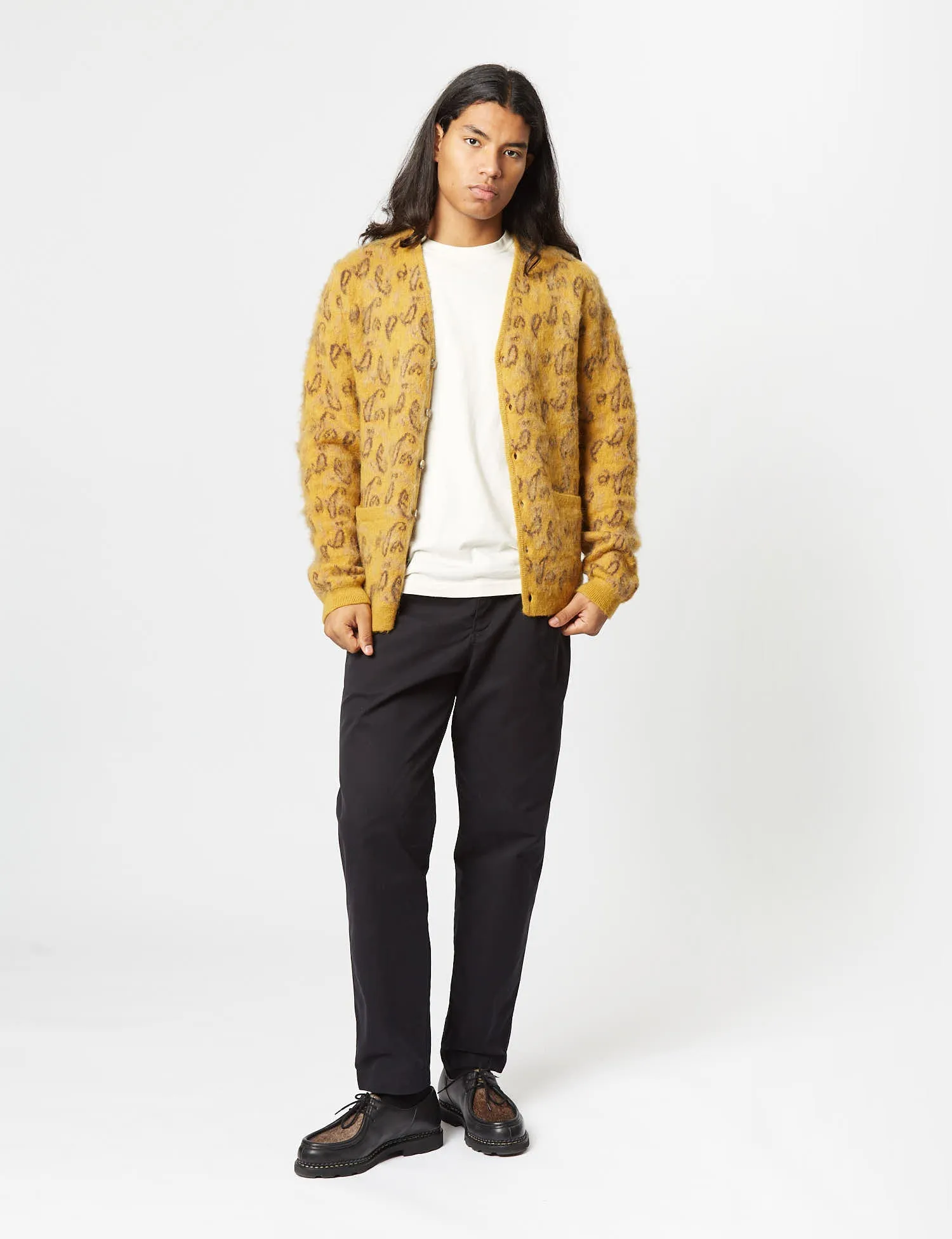 Beams Plus Jacquard Cardigan (Paisley) - Mustard sold by Article London product image thumbnail 3