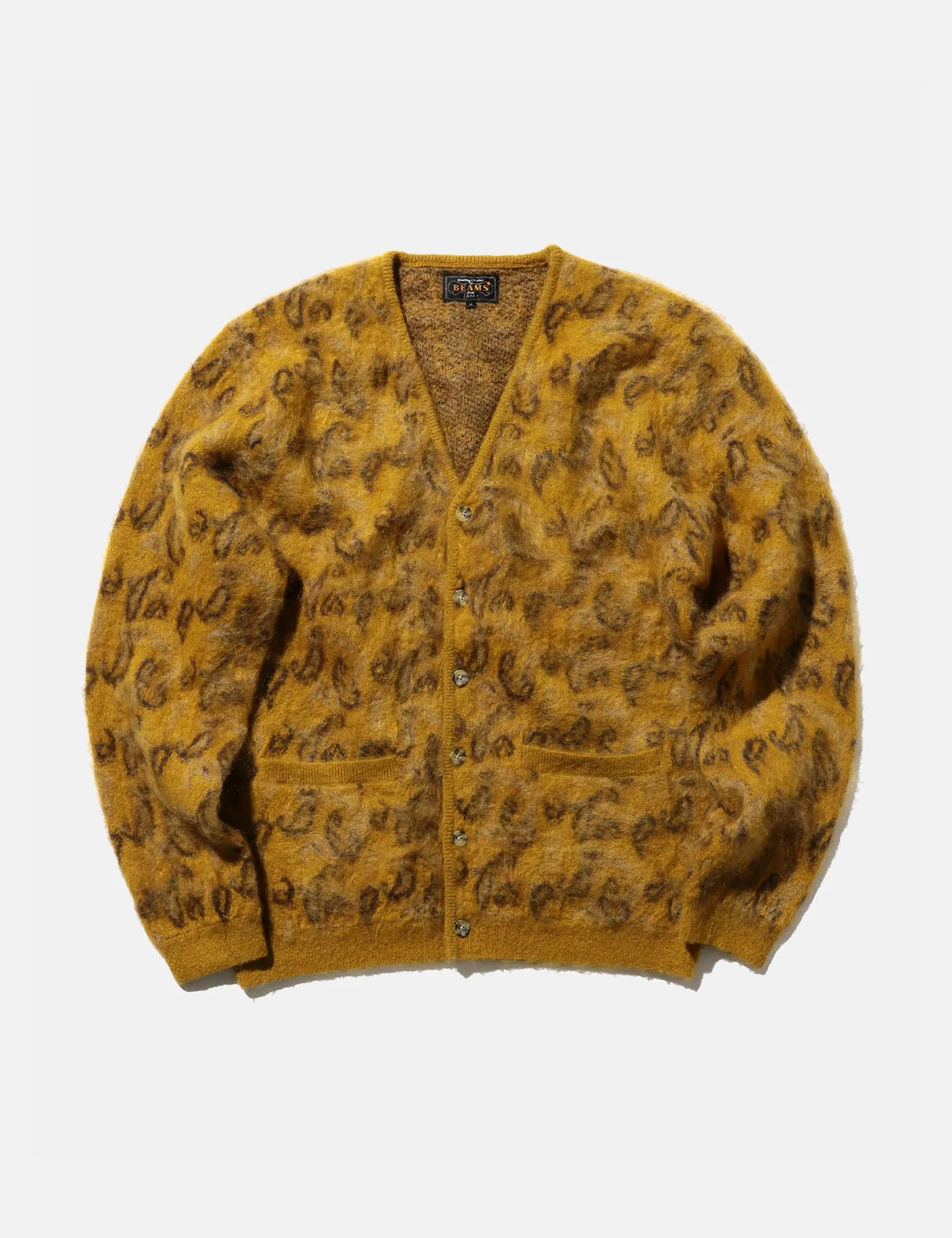 Beams Plus Jacquard Cardigan (Paisley) - Mustard sold by Article London product image thumbnail 5