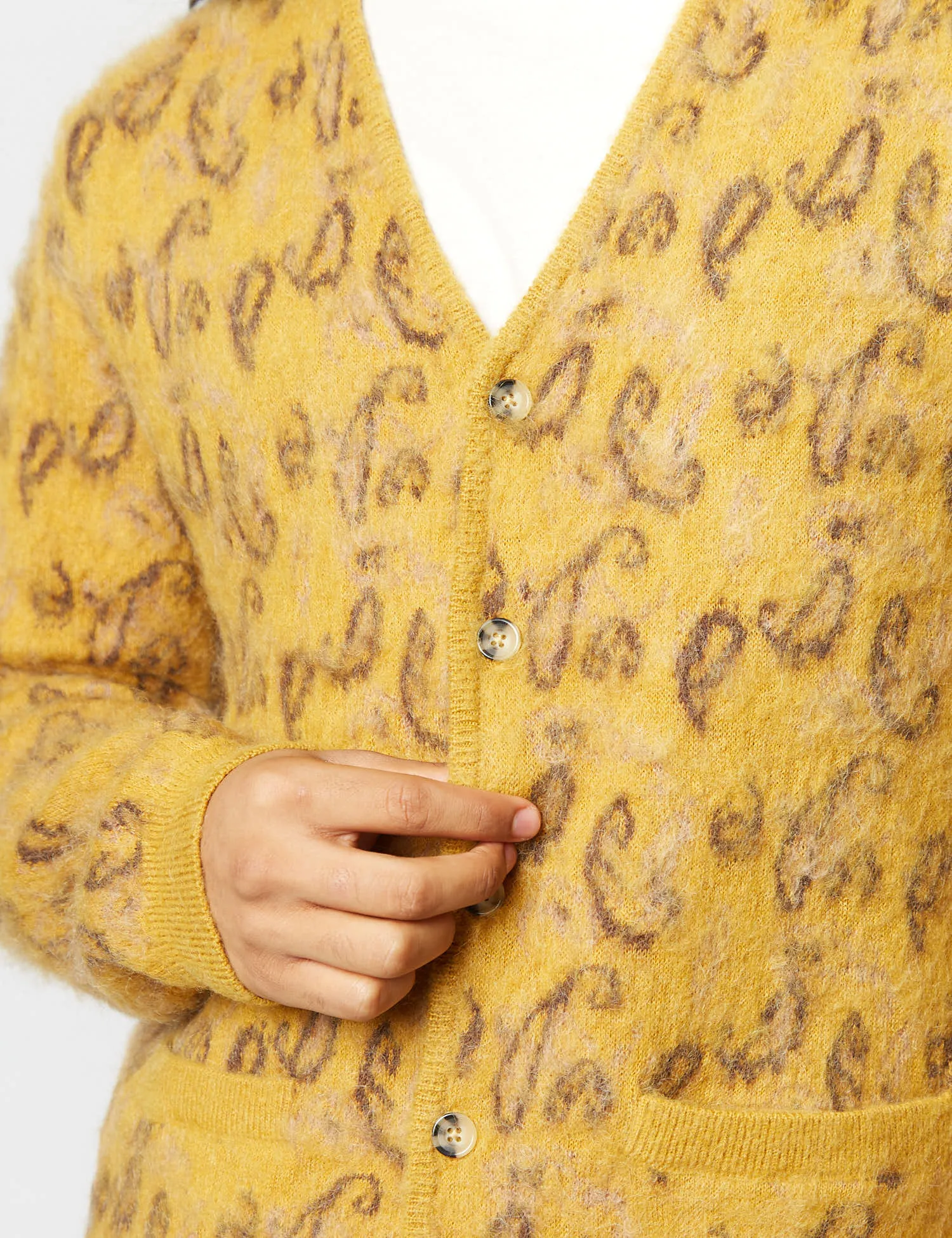 Beams Plus Jacquard Cardigan (Paisley) - Mustard sold by Article London product image thumbnail 2