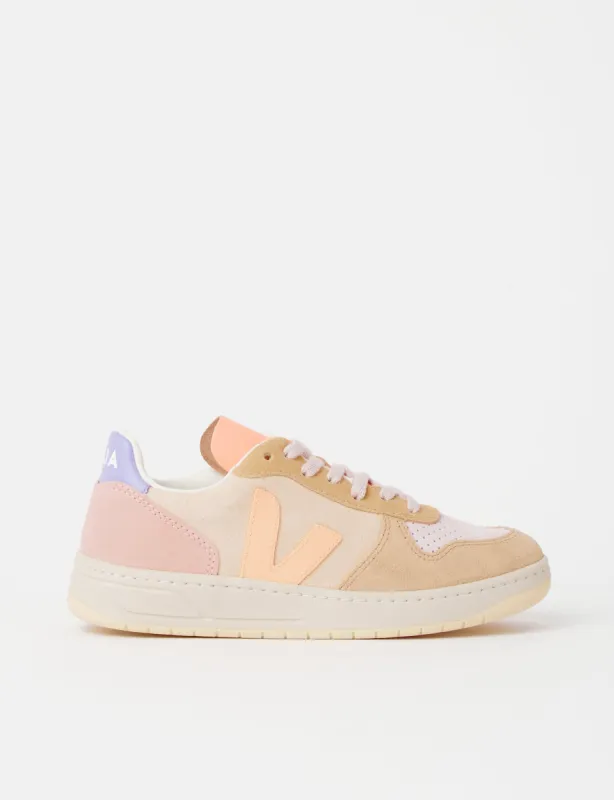 Women's Veja V-10 Suede Trainers - Peach/Multicolour sold by Article London