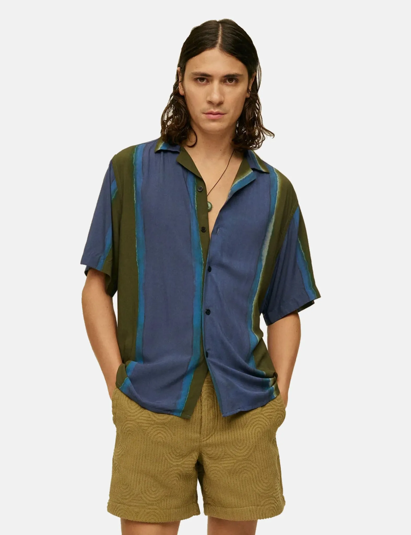 OAS Murky Mist Viscose Shirt - Blue sold by Article London