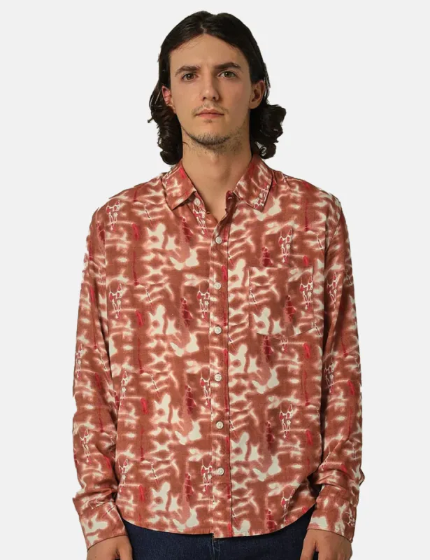Corridor Lyocell Tie Dye Shirt - Coral Red sold by Article London