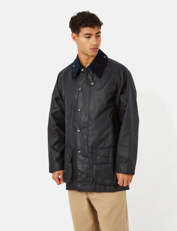 Barbour Beaufort Wax Jacket - Navy Blue sold by Article London