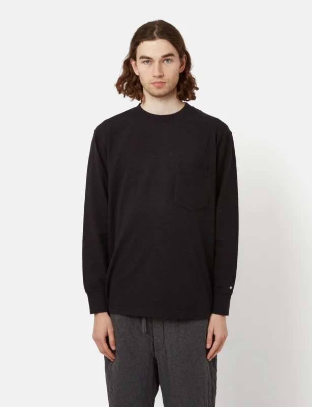 Snow Peak Recycled Cotton Heavy Long Sleeve T-Shirt - Black sold by Article London