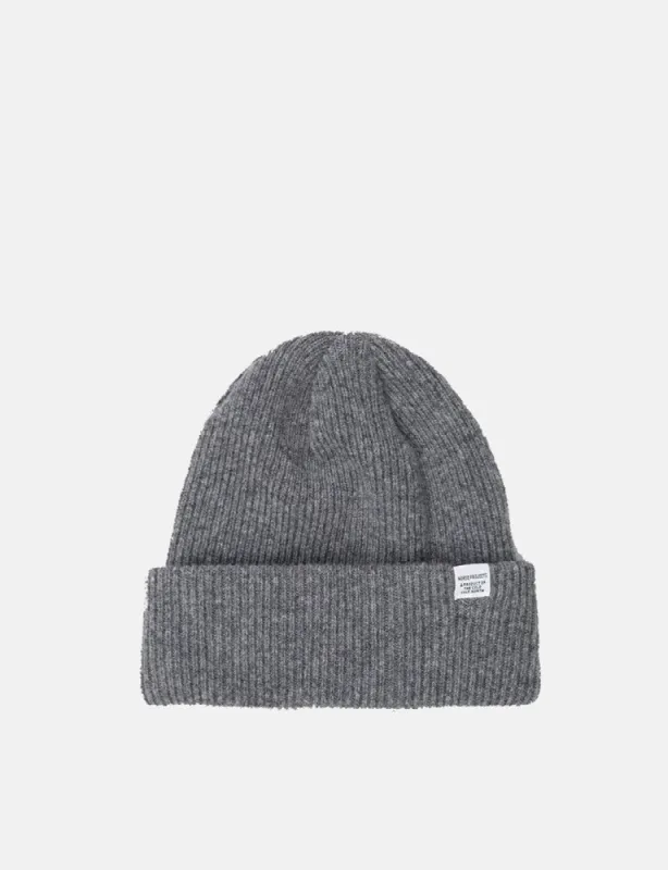 Norse Projects Beanie Hat Brushed (Wool) - Light Grey Melange sold by Article London