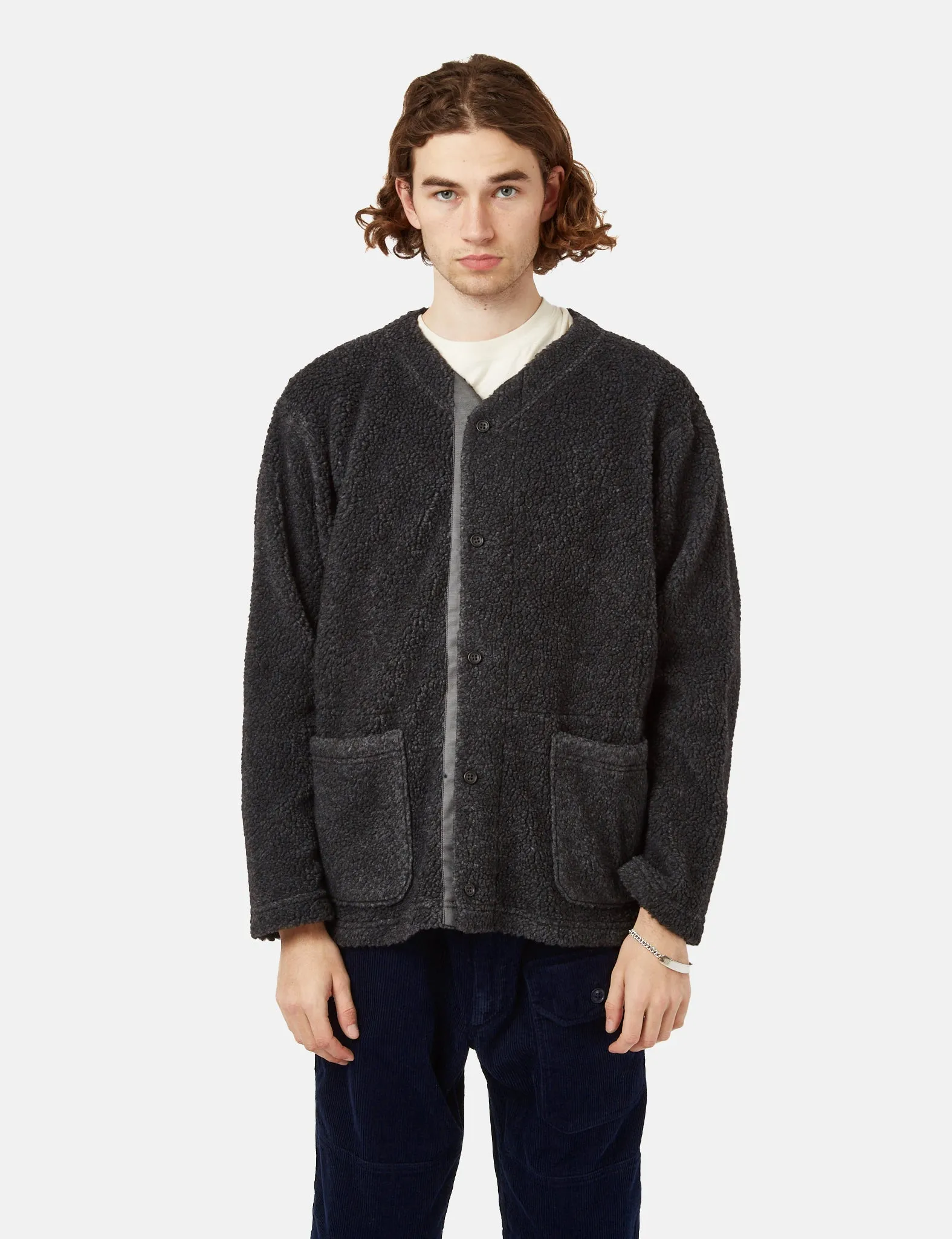 Engineered Garments Knit Cardigan (Shaggy Wool) - Charcoal Grey sold by Article London
