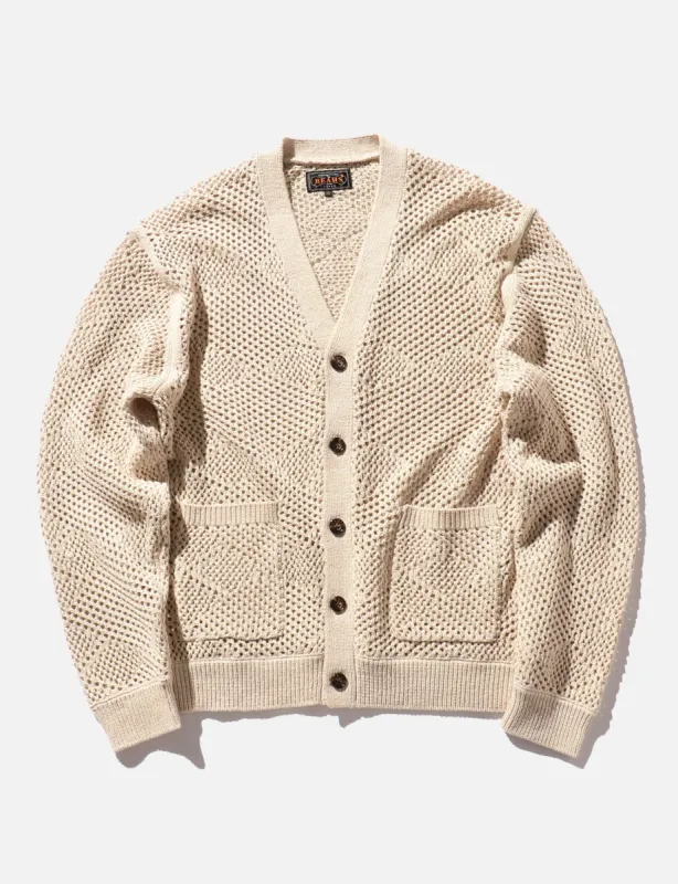 Beams Plus Argyle Mesh Cardigan - Beige sold by Article London