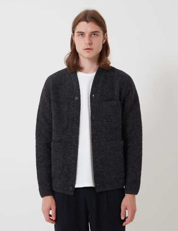Universal Works Cardigan (Wool Fleece) - Charcoal sold by Article London