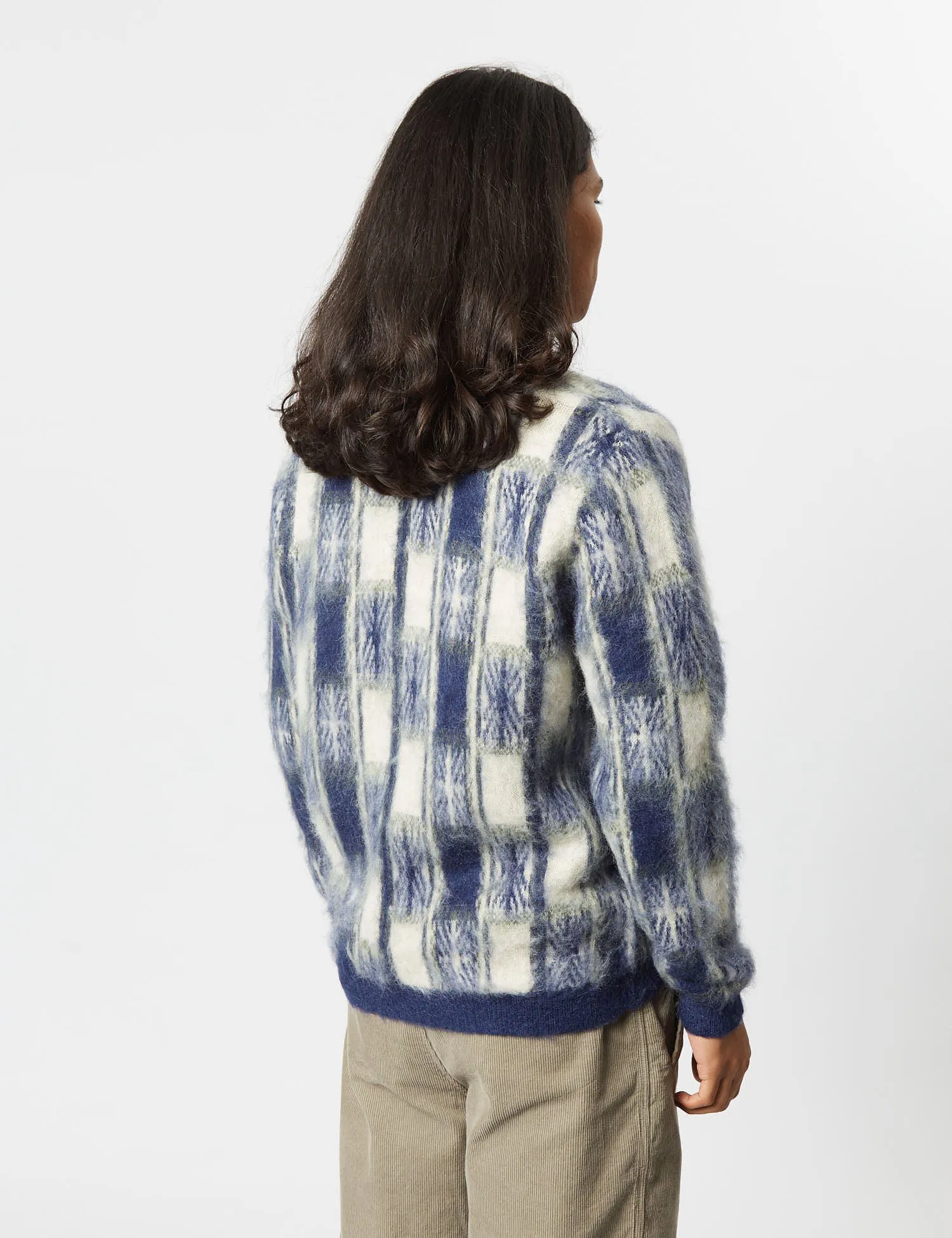Beams Plus Jacquard Cardigan (Check) - Navy Blue sold by Article London product image thumbnail 4