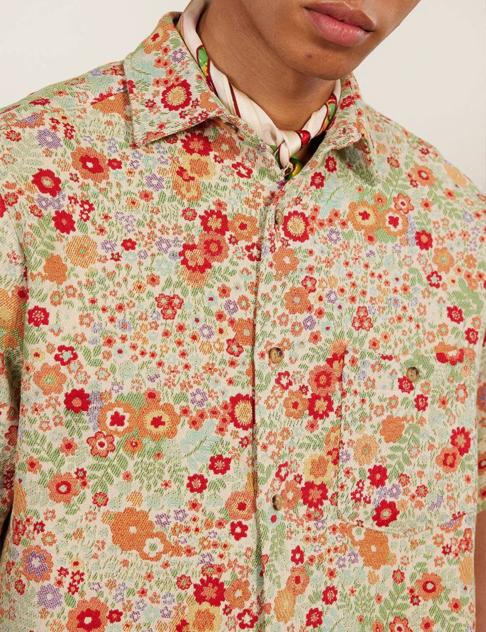 Percival Clerk Floral Shirt - Red sold by Article London product image thumbnail 3