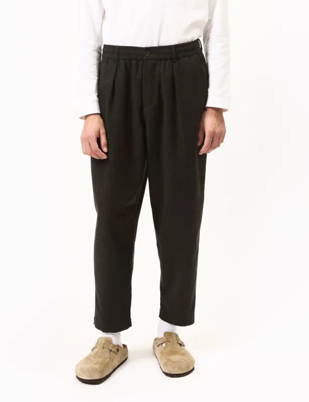 Universal Works Pleated Track Pant (Italian Tweed) - Olive Green sold by Article London
