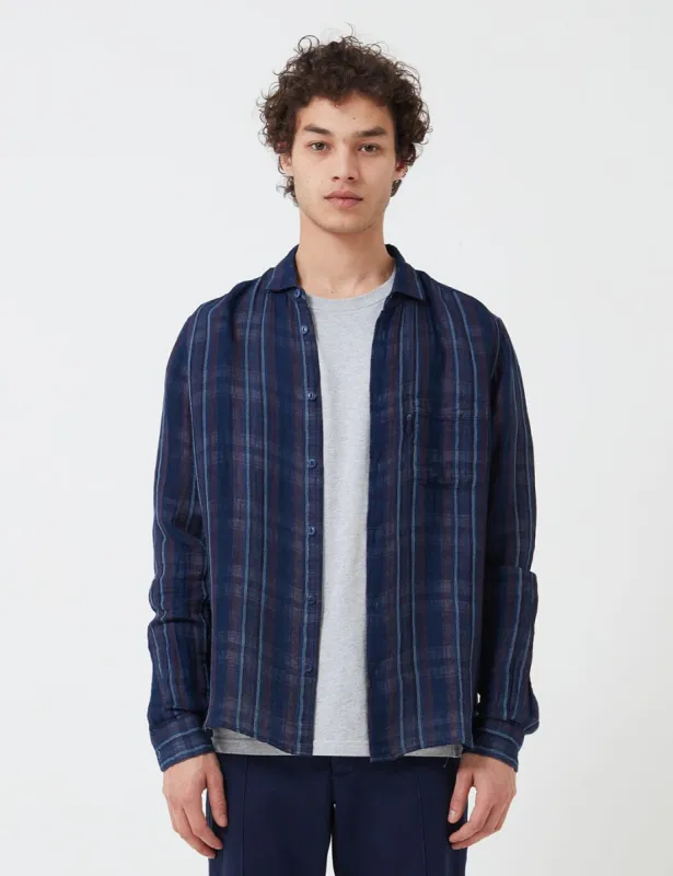 YMC Curtis Shirt - Navy Stripe sold by Article London