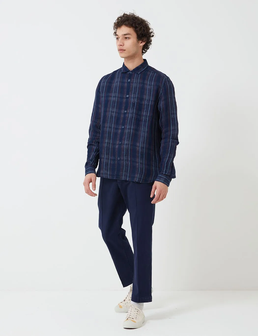 YMC Curtis Shirt - Navy Stripe sold by Article London product image thumbnail 2