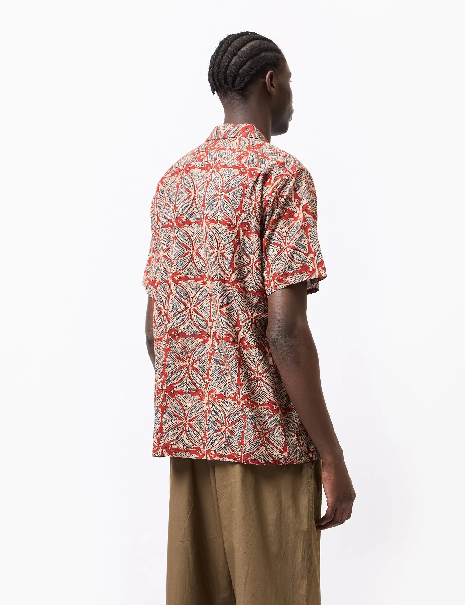 Beams Plus Open Collar Block Print Shirt - Vermillion Red sold by Article London product image thumbnail 4