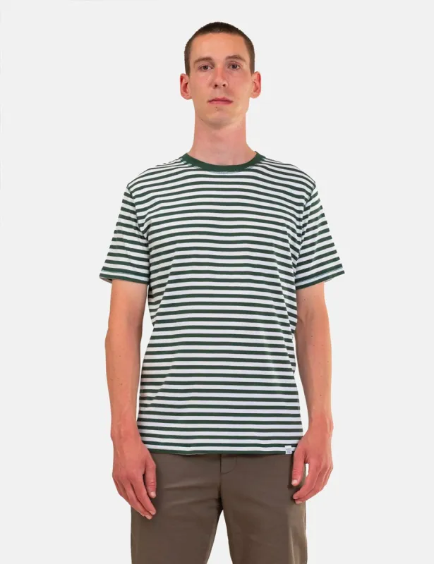 Norse Projects Niels Classic Stripe T-Shirt - Dartmouth Green sold by Article London