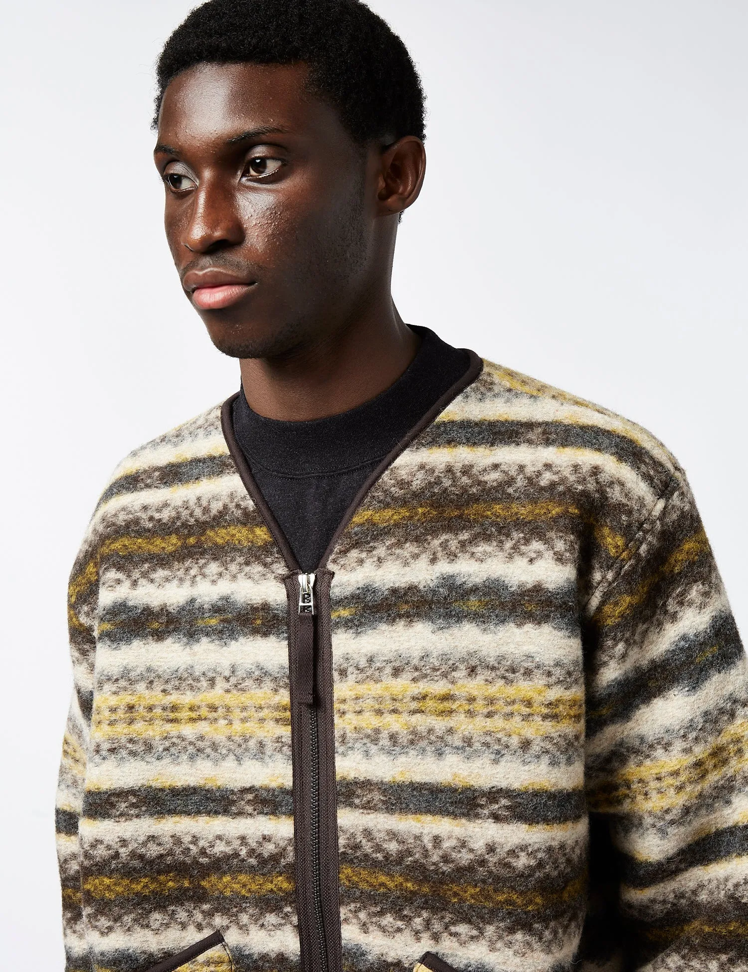 Universal Works Zip Liner Jacket (Merino) - Fairisle Beige sold by Article London product image thumbnail 2