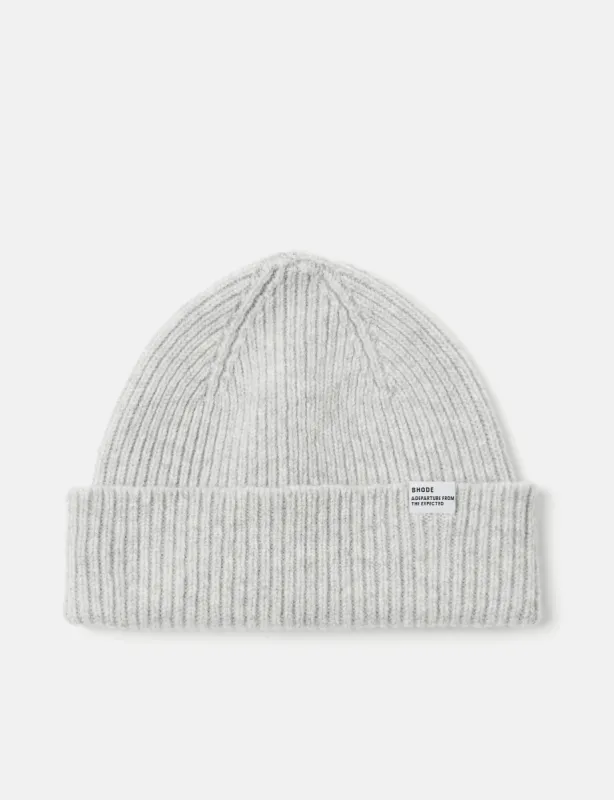 Bhode Hawick Short Beanie Hat (Merino Wool) - Pearl Grey sold by Article London