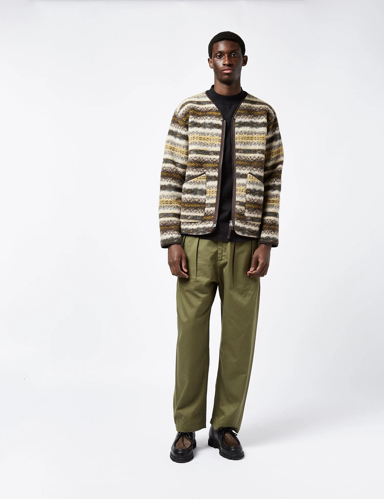 Universal Works Zip Liner Jacket (Merino) - Fairisle Beige sold by Article London product image thumbnail 5