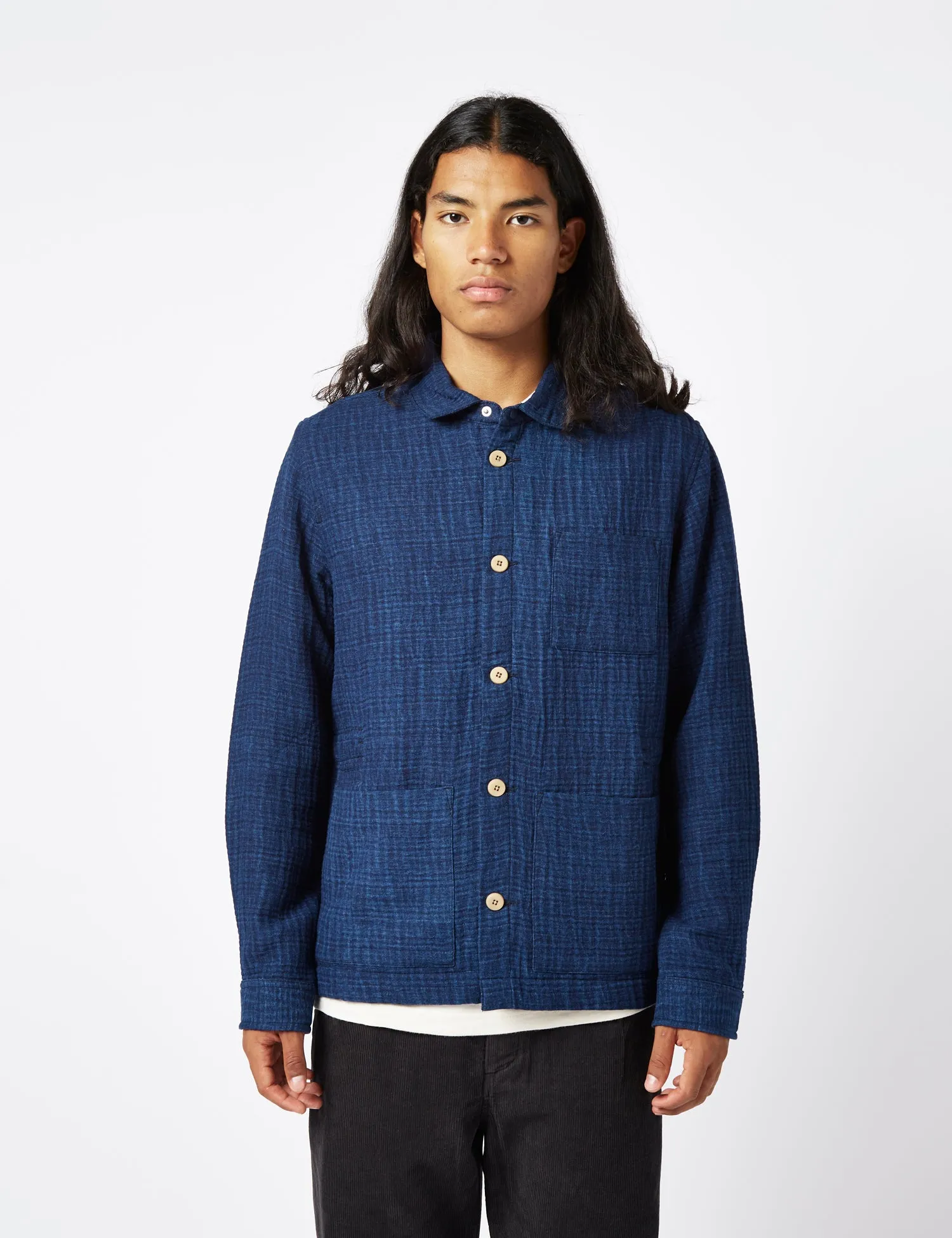 Folk Assembly Jacket (Waffle) - Indigo Blue sold by Article London
