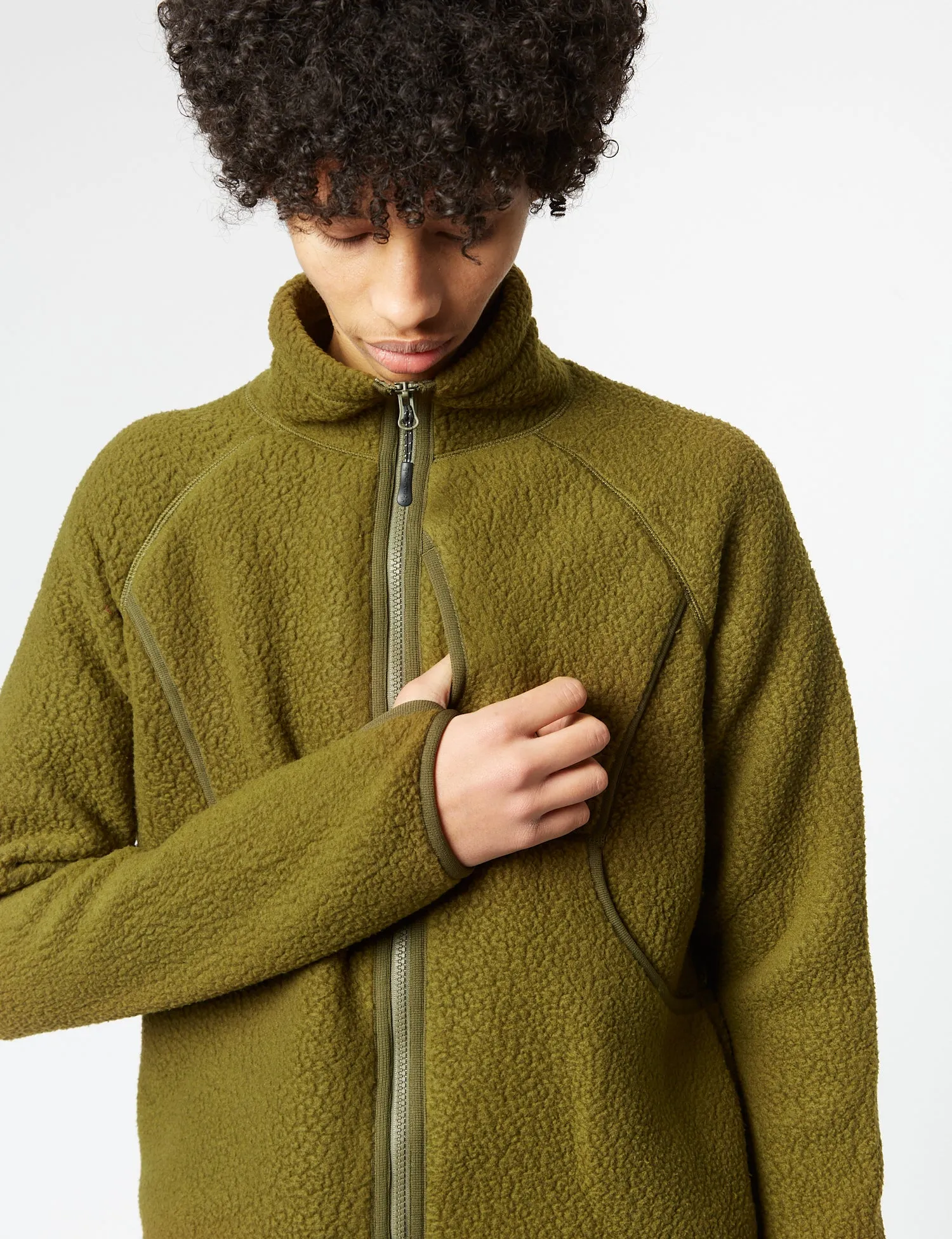 Snow Peak Thermal Boa Fleece Jacket - Olive Green sold by Article London product image thumbnail 2