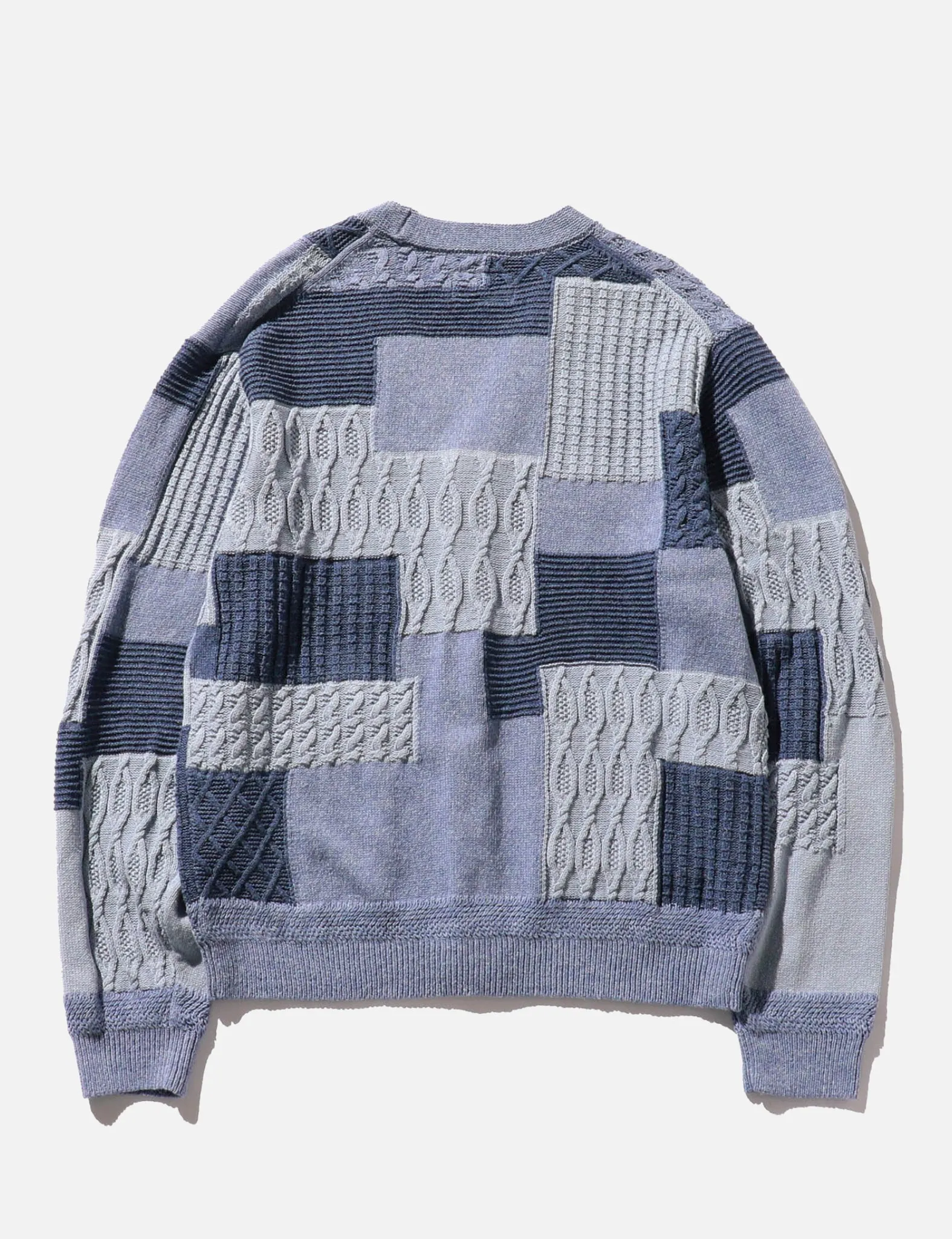 Beams Plus Patchwork Jacquard Cardigan - Blue sold by Article London product image thumbnail 4
