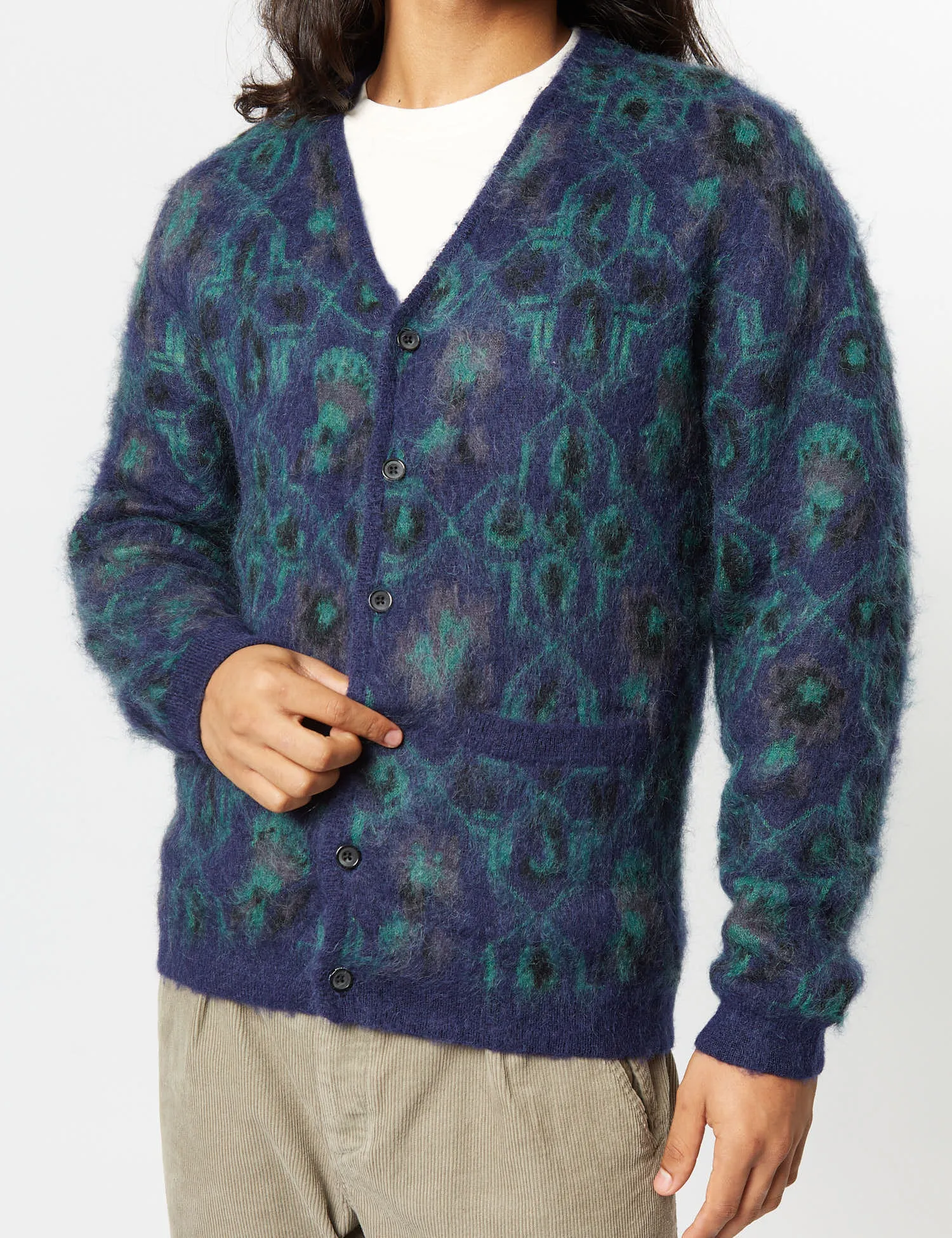 Beams Plus Botanical Cardigan - Navy Blue sold by Article London product image thumbnail 2
