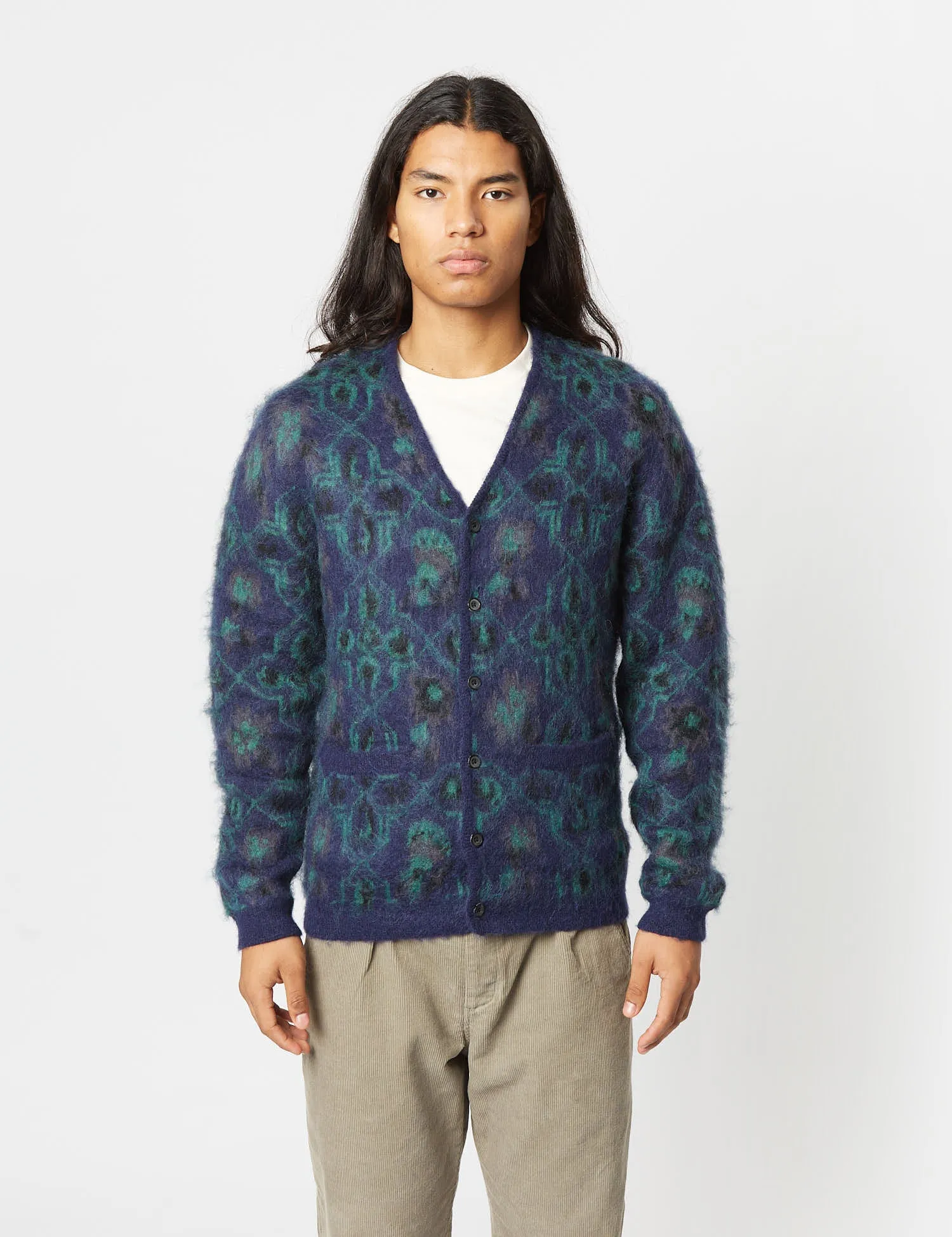 Beams Plus Botanical Cardigan - Navy Blue sold by Article London